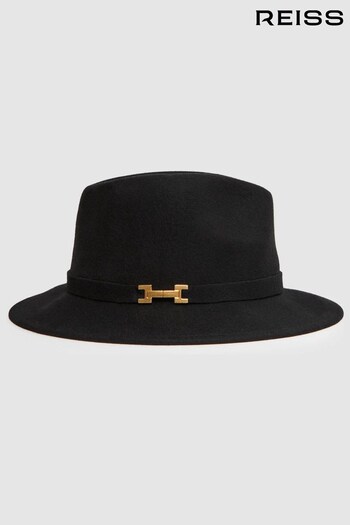 Reiss Black Holly Wool Fedora Hat (N40567) | £78