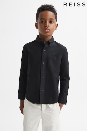 Reiss Black Greenwich Senior Slim Fit Button-Down Oxford Shirt (N40581) | £32