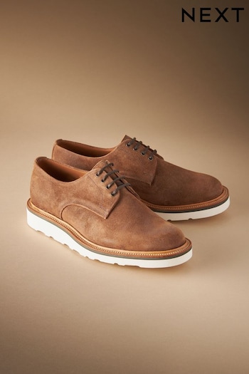 Tan Brown Suede Sanders for Atelier-lumieresShops Wedge Derby Plant Shoes (N40602) | £220