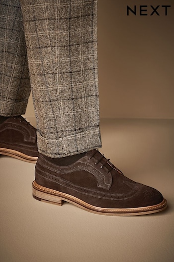 Brown Suede Sanders for Atelier-lumieresShops Longwing Brogue Plant Shoes (N40604) | £250