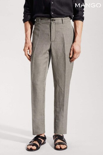 Mango Slim Fit Linen Brown Trousers (N40622) | £60