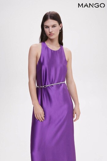 Mango Purple Satin Tie-Dye Effect Dress ditsy (N40632) | £60
