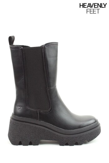 Heavenly Feet Ladies Vegan Friendly Mid Black Boots (N40708) | £65
