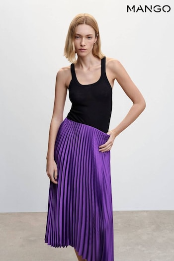 Mango Purple Satin Pleated Skirt (N40717) | £36