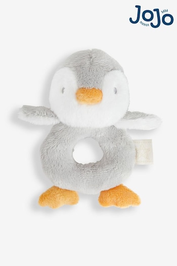 JoJo Maman Bébé Grey Plush Penguin Ring Rattle (N40733) | £8.50
