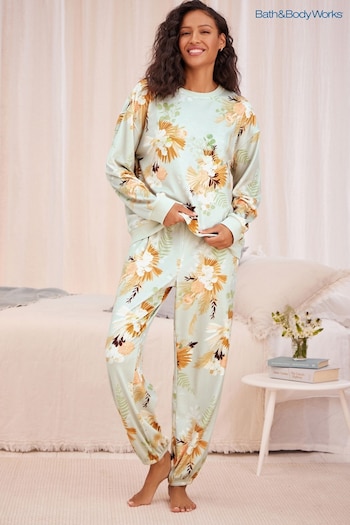 Bath & Body Works Green Floral Cosy Fleece Lounge Pyjamas (N40752) | £39