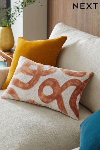 Orange Rectangle Ula Velvet Wiggle Cushion (N40814) | £18