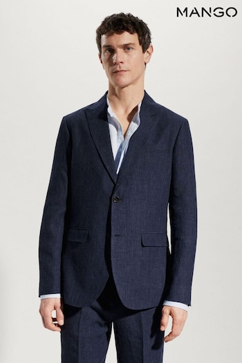 Mango Blue 100% Linen Suit: Blazer (N40900) | £140