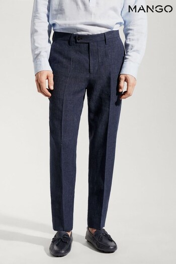 Mango Blue 100% Linen Suit: Trousers (N40908) | £80