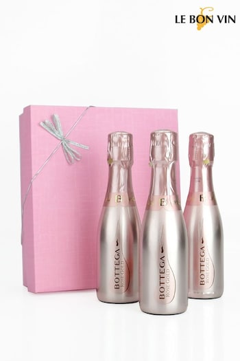 Le Bon Vin Bottega Rose Gold Mini Sparkling Trio Boxed Gift (N40936) | £32