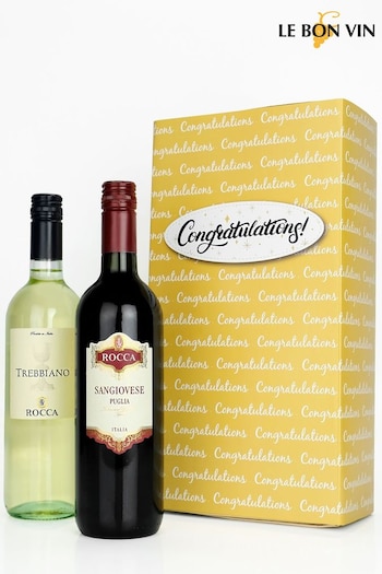 Le Bon Vin Congratulations Italian Red & White Wine Boxed Gift (N40941) | £31
