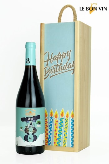 Le Bon Vin Happy Birthday Malbec Wooden Boxed Wine Gift (N40943) | £31
