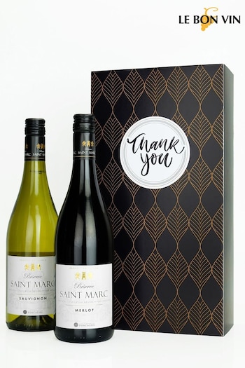Le Bon Vin Thank you French Red & White Wine Duo Boxed Gift (N40951) | £34