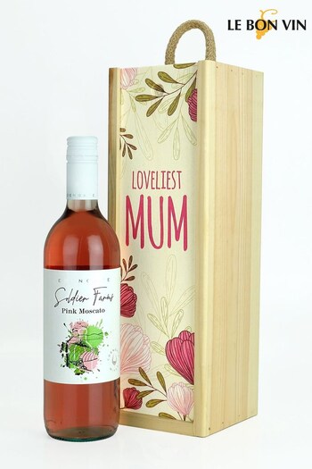 Le Bon Vin Lovliest Mum Sweet Pink Moscato Wooden Boxed Wine Gift (N40953) | £30