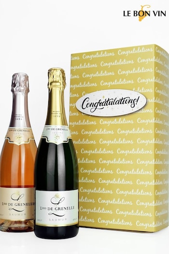 Le Bon Vin Congratulations Sparkling Saumur Wine Duo Boxed Gift (N40961) | £44