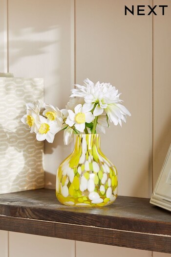 Yellow Artificial Dahlia and Daffodils In Confetti Vase (N40965) | £20