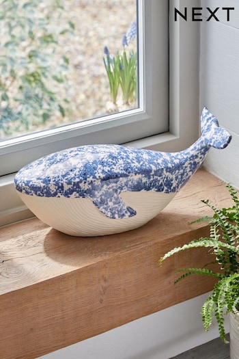 Blue Reactive Glaze Ceramic Whale Sculpture (N40988) | £25