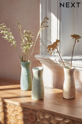 Set of 3 Blue Textured Ceramic Vases (N40993) | £30