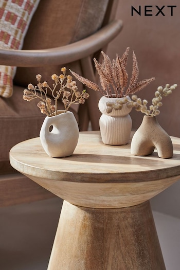 Set of 3 Natural Artificial Dried Floral In Scandi Vases (N40997) | £28