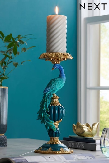 Teal Blue Bright Bird Decorative Taper Candle Holder (N40999) | £38