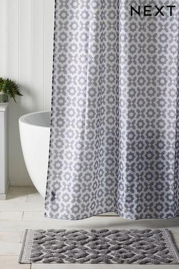 Grey Geo Tile Shower Curtain (N41059) | £14
