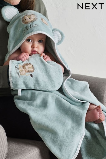 Blue Lion Newborn Cotton Hooded Baby Towel (N41062) | £18