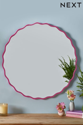 Pink Scalloped Round Wall Mirror 60x60cm (N41077) | £65