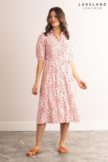 Lakeland Korte Clothing Pink Janine Short Sleeve Collared Midi Dress (N41107) | £45