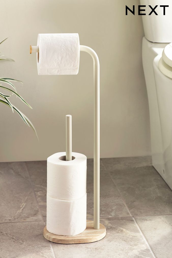 Cream free standing best sale toilet roll holder