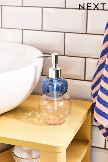 Blue and Pink Colourblock Glass Soap Dispenser (N41131) | £16