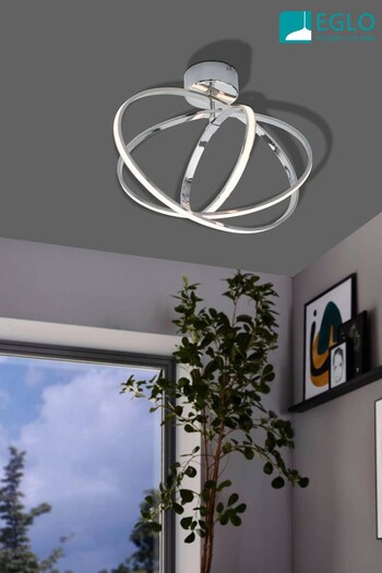Eglo Silver Selvina Metal Integrated LED Flush Ceiling Light Fitting (N41151) | £200