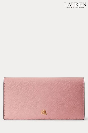 Lauren Ralph Lauren Pink Purses Cross-hatch Leather Slim Wallet (N41186) | £119