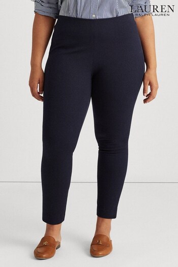Lauren Ralph Lauren Curve Navy Blue Stretch Twill Skinny Trousers (N41194) | £139