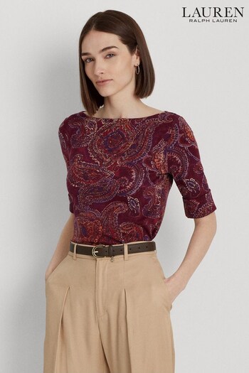 Lauren Ralph Lauren Paisley Judy Stretch Cotton Boatneck Top (N41195) | £69