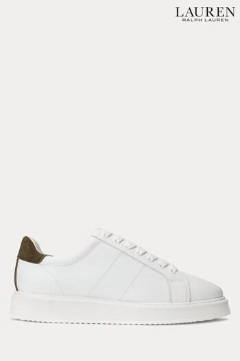 Lauren Ralph Lauren Angeline IV Leather Suede White Sneakers (N41212) | £119