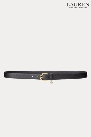 Lauren Ralph Lauren Black Charm Cross-hatch Leather Belt (N41218) | £69