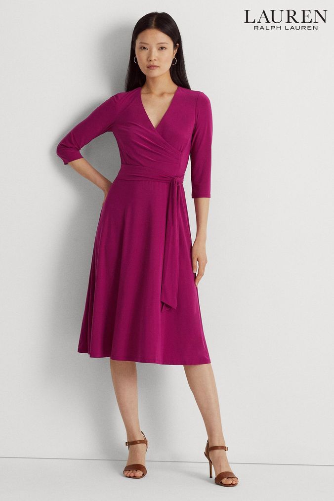 Lauren Ralph Lauren Pink Carlyn Surplice Jersey Dress (N41221) | £189