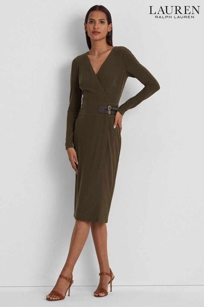Lauren Ralph Lauren Green Buckled Jersey Dress (N41222) | £219
