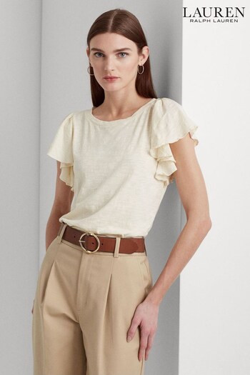 Lauren Ralph Lauren Afrodille Ruffle Sleeve Jersey T-Shirt (N41227) | £89