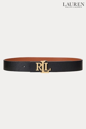 Lauren Ralph Lauren Black Reversible Pebbled Leather Wide Belt (N41237) | £119