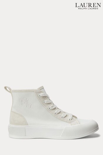 Lauren Ralph Lauren Dakota Canvas Suede High Top White Sneakers (N41255) | £139