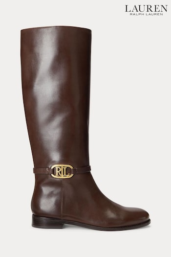 Lauren Ralph Lauren Bridgette Burnished Leather Tall Boots Sneakers (N41256) | £269