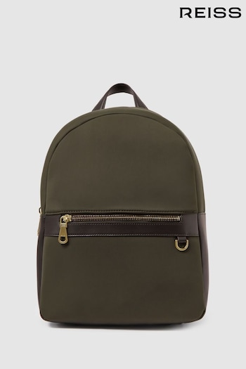 Reiss Khaki Drew Neoprene Zipped Backpack (N41290) | £138