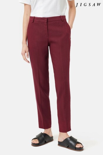 Jigsaw Red Portofino Linen Palmer Trousers (N41309) | £150