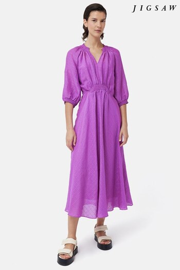 Jigsaw Pink Silk Linen Gauze Midi Dress (N41316) | £320