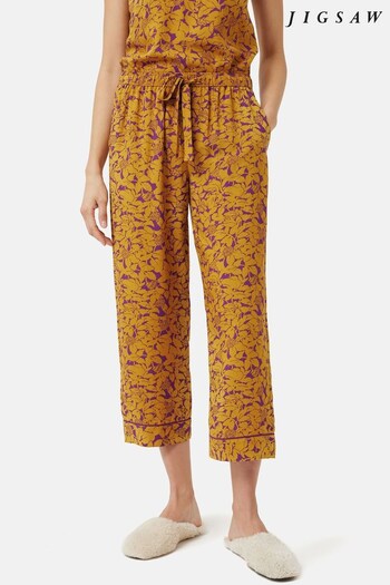 Jigsaw Yellow Shadow Leaf Cropped Cami Pyjamas (N41327) | £60