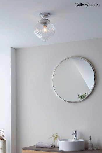 Gallery Home Chrome Chilwick Glass 1 Bulb Bathroom Ceiling Light (N41367) | £91