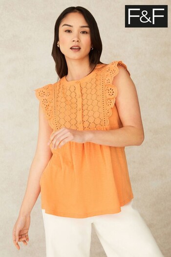 F&F Orange Broderie Front Sleeveless Top (N41442) | £17