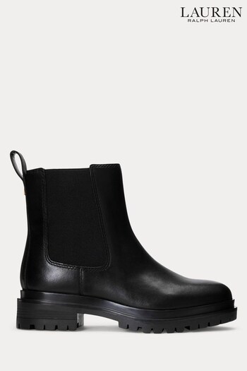 Lauren Ralph Lauren Corinne Burnished Leather Black Boots (N41481) | £189