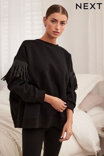 Black Sparkle Fringe Sweatshirt (N41506) | £38